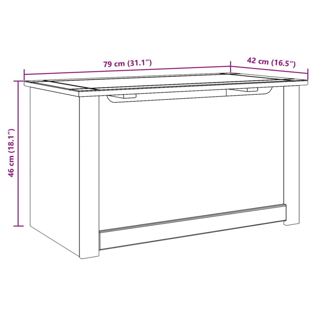 Skrin med låg Panama 79x42x46 cm massiv fyrretræ
