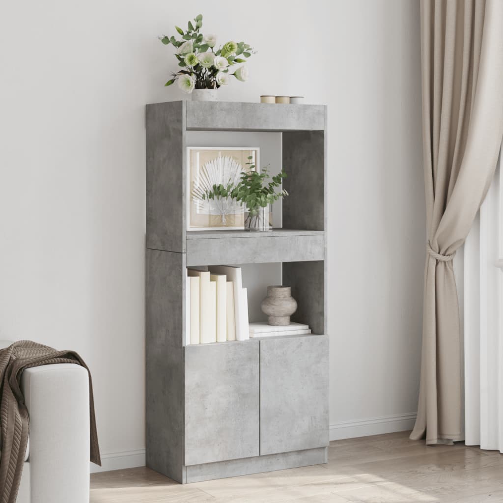 Highboard Beton Grå 63x33x140 cm Træmateriale