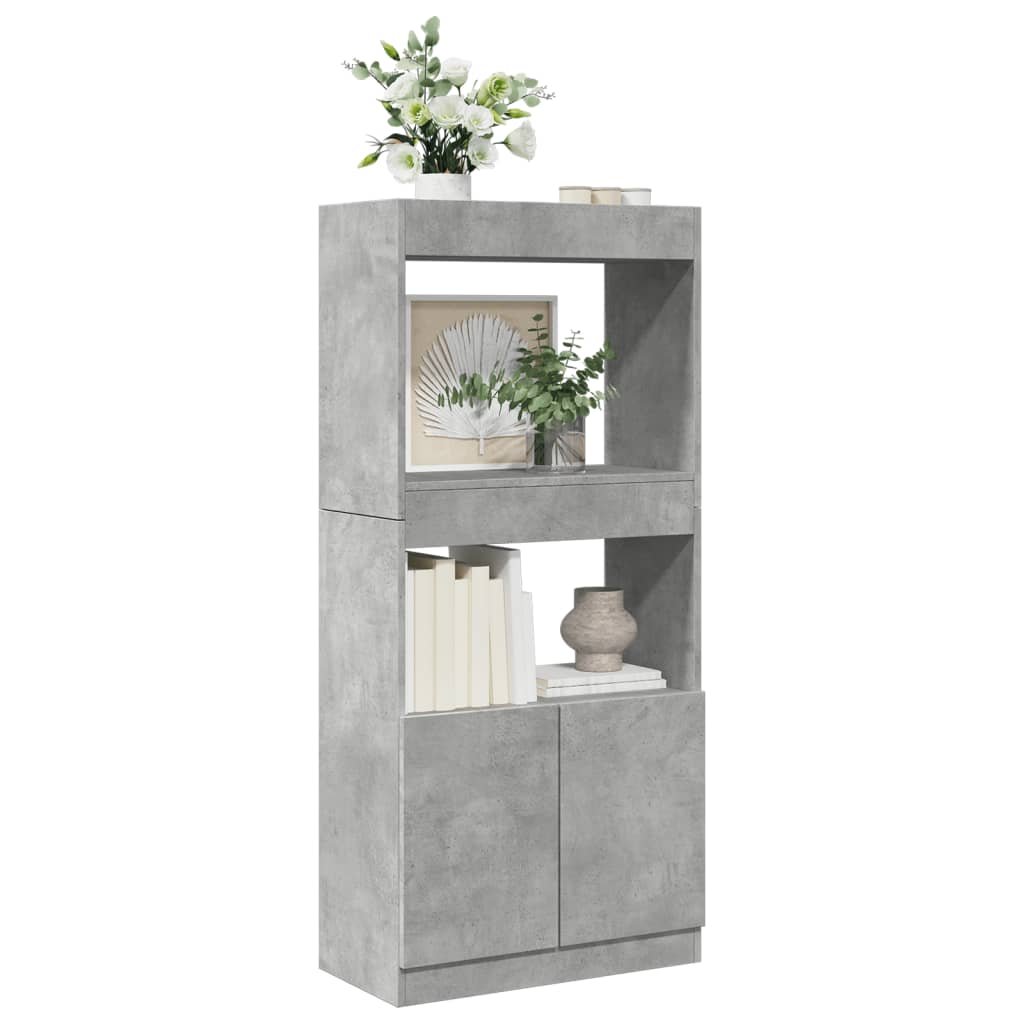 Highboard Beton Grå 63x33x140 cm Træmateriale