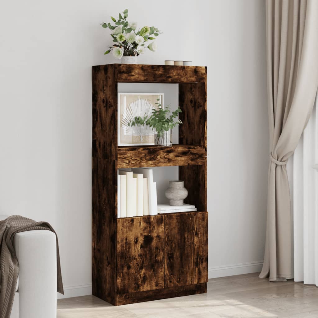 Highboard røget eg 63x33x140 cm træmateriale