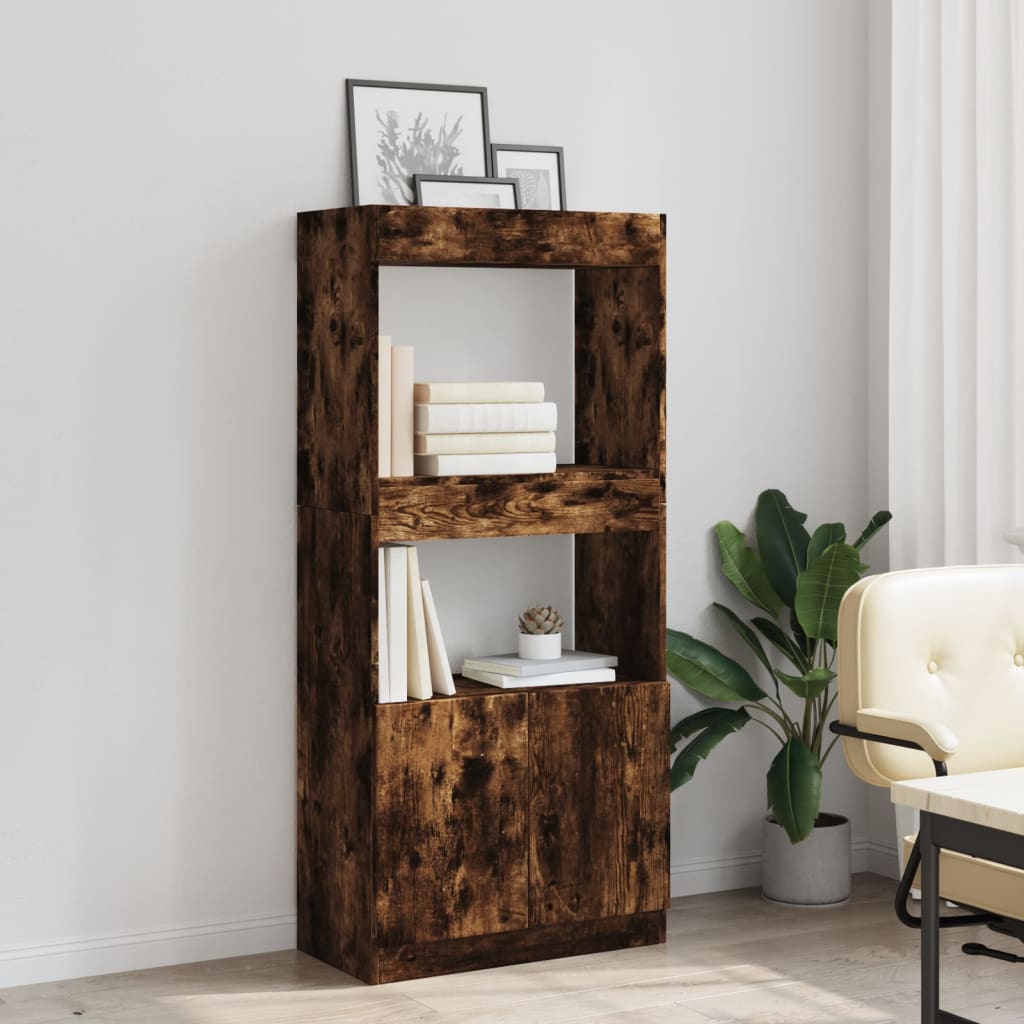 Highboard røget eg 63x33x140 cm træmateriale