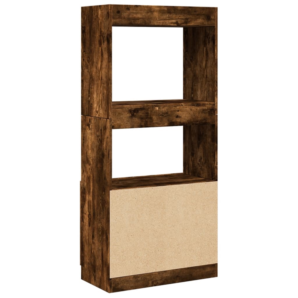 Highboard røget eg 63x33x140 cm træmateriale