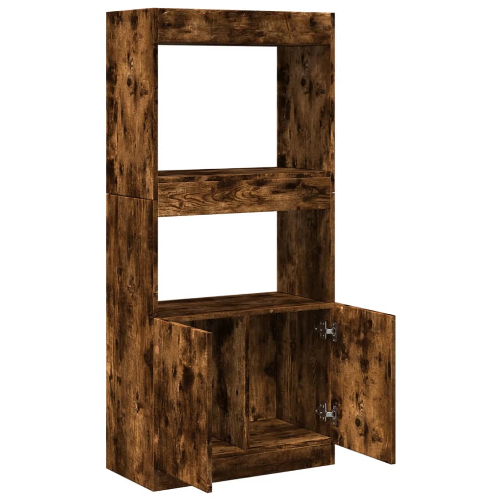 Highboard røget eg 63x33x140 cm træmateriale