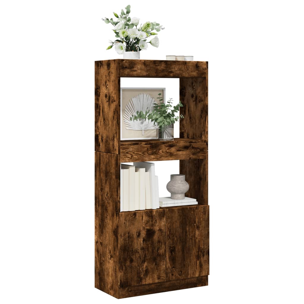 Highboard røget eg 63x33x140 cm træmateriale