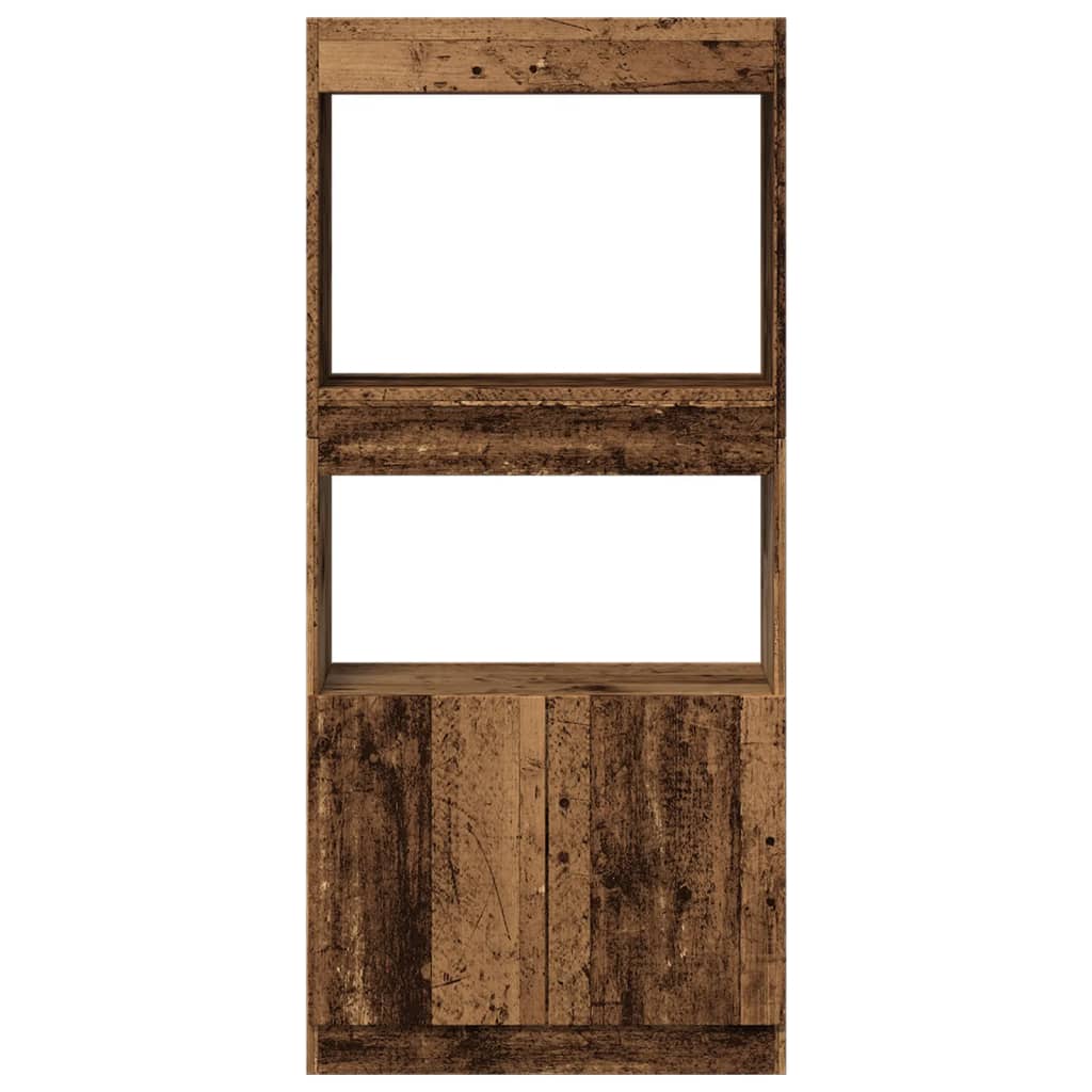 Highboard gammelt træ look 63x33x140 cm træmateriale