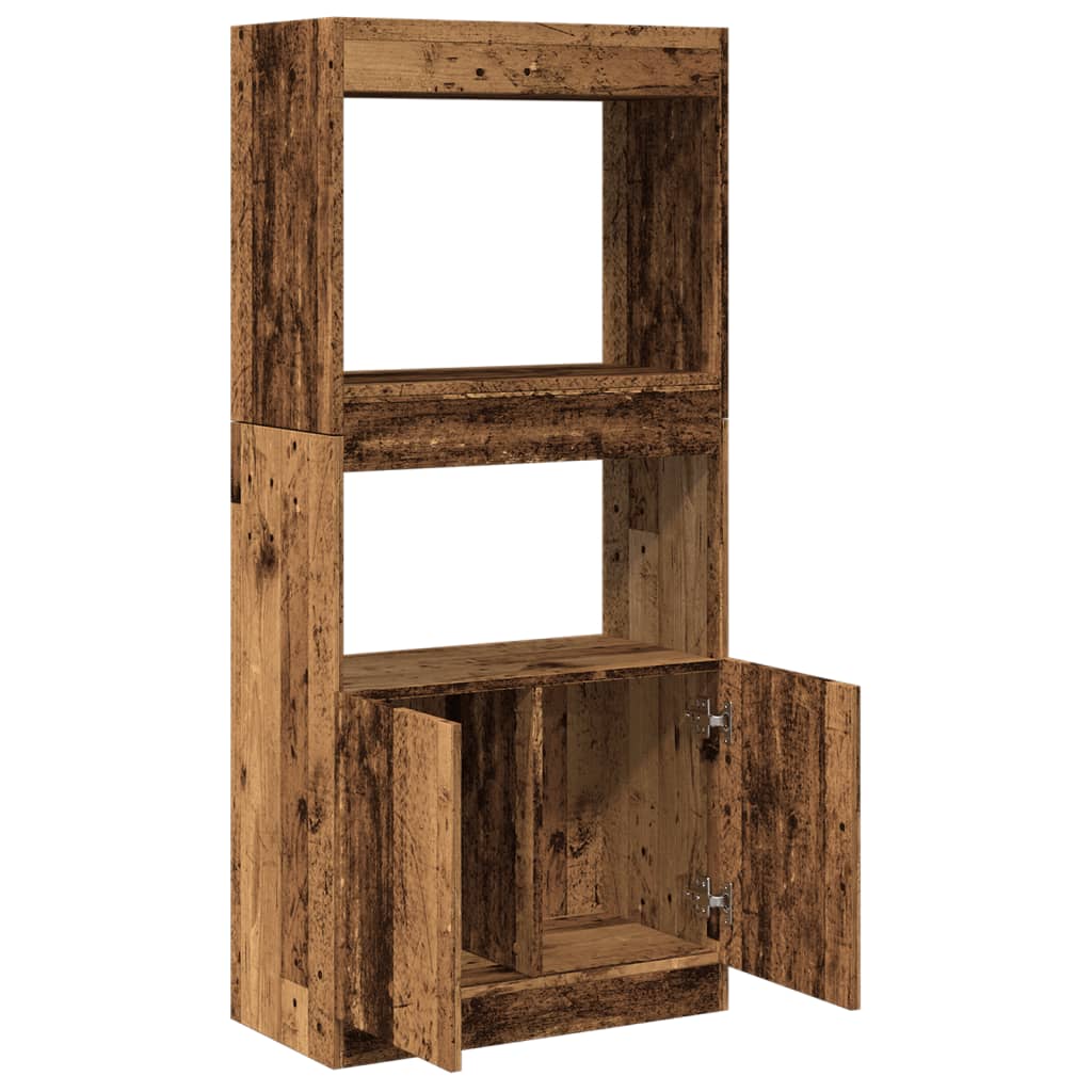 Highboard gammelt træ look 63x33x140 cm træmateriale