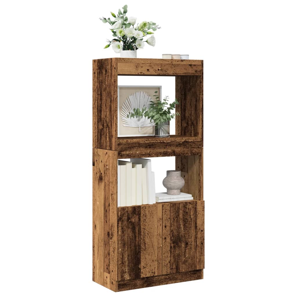 Highboard gammelt træ look 63x33x140 cm træmateriale