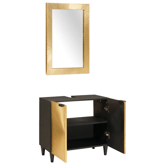 Badezimmermöbel-Sets 2 pcs Schwarz und Gold 62 x 33 x 58 cm
