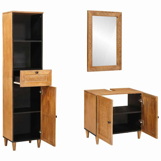Badezimmermöbel Set mit Schubladen 3 pcs Braun 38 x 33 x 160 cm