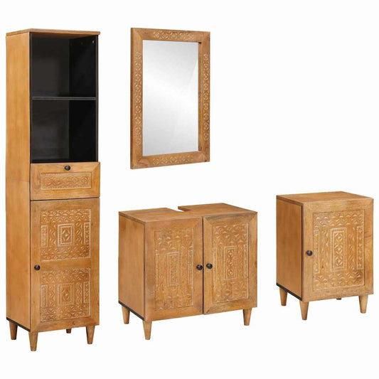 Badezimmermöbel Set mit Schubladen 4 pcs Braun 38 x 33 x 160 cm