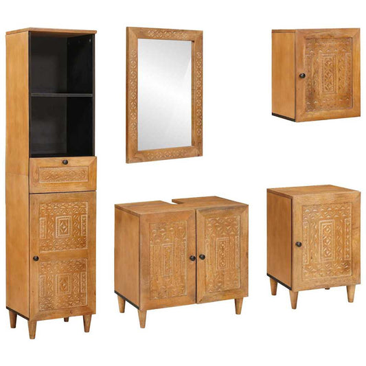 Badezimmermöbel Set mit Schubladen 5 pcs Braun 38 x 33 x 160 cm
