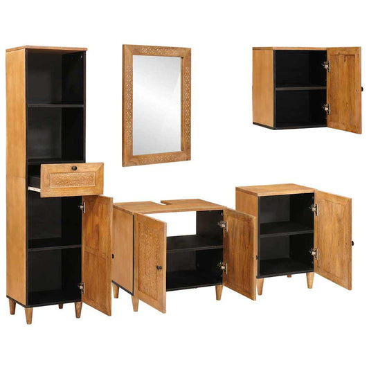 Badezimmermöbel Set mit Schubladen 5 pcs Braun 38 x 33 x 160 cm