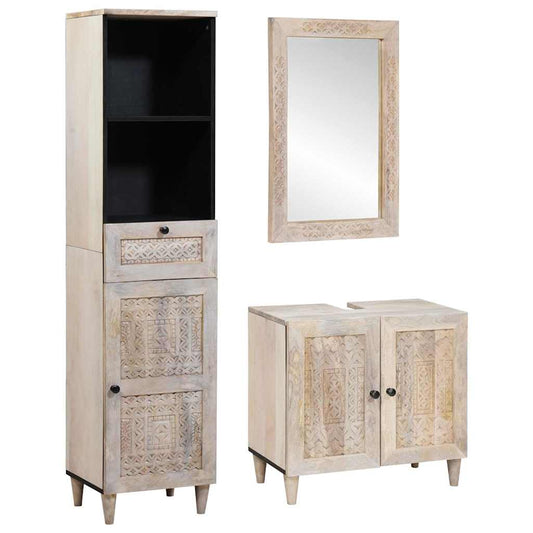 Badezimmermöbel Set mit Schubladen 3 pcs Weiß 38 x 33 x 160 cm