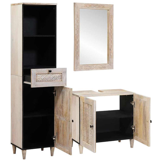 Badezimmermöbel Set mit Schubladen 3 pcs Weiß 38 x 33 x 160 cm