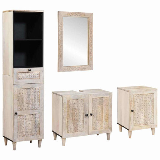 Badezimmermöbel Set mit Schubladen 4 pcs Weiß 38 x 33 x 160 cm