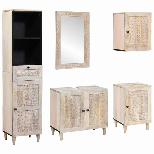 Badezimmermöbel Set mit Schubladen 5 pcs Weiß 38 x 33 x 160 cm