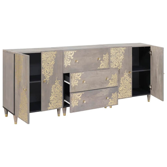 Badezimmerschrank-Set 3 pcs Grau und Gold 180 x 33 x 75 cm