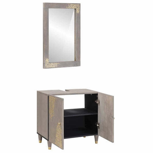 Badezimmermöbel Set Wandmontiert 2 pcs Grau 62 x 33 x 58 cm