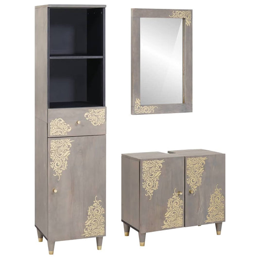 Badezimmermöbel Set mit Schubladen 3 pcs Grau 62 x 33 x 58 cm