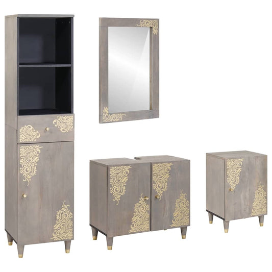 Badezimmermöbel Set mit Schubladen 4 pcs Grau 62 x 33 x 58 cm