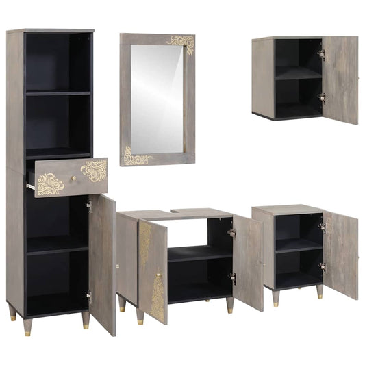 Badezimmermöbel Set mit Schubladen 5 pcs Grau 62 x 33 x 58 cm