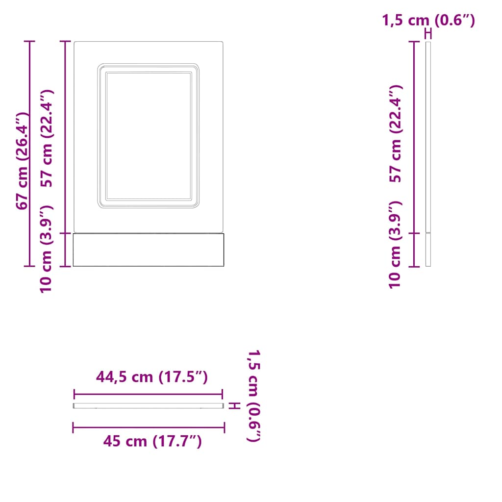 Opvaskemaskine panel Kalmar røget eg 45x1,5x67 cm