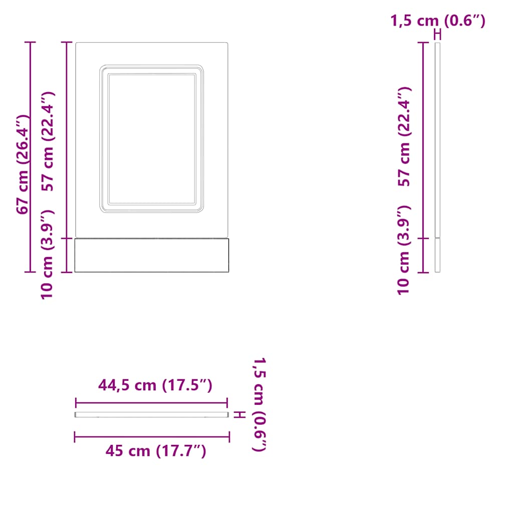 Opvaskemaskine panel Kalmar gammelt træ look 45x1,5x67 cm
