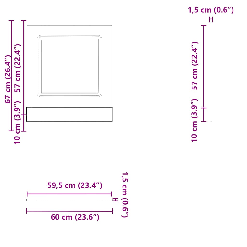 Opvaskemaskine panel Kalmar Artisan eg 60x1,5x67 cm