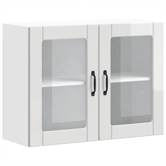 Küchen-Hängeschrank mit Glastür Lucca Hochglanz-Weiß Holzwerkstoff