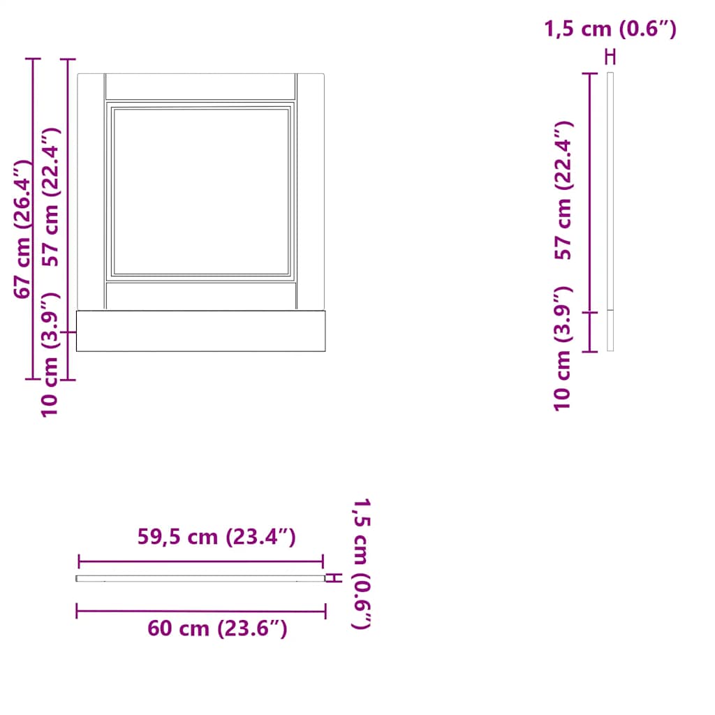Opvaskemaskine panel Porto betongrå 60x1,5x67 cm træmateriale