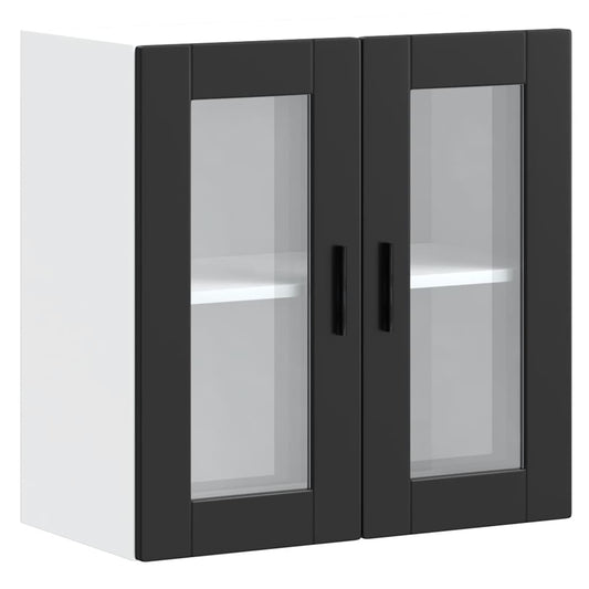 Küchen-Hängeschrank mit Glastür Porto Schwarz
