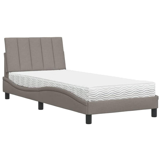 Bett mit Matratze "Hanko" Taupe 90x190 cm Stoff