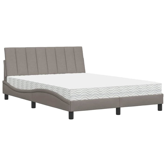 Bett mit Matratze "Hanko" Taupe 140x190 cm Stoff