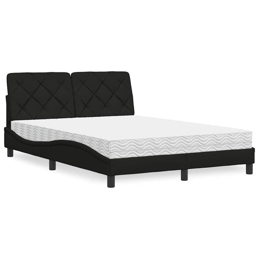 Bett mit Matratze Schwarz 140x190 cm Stoff