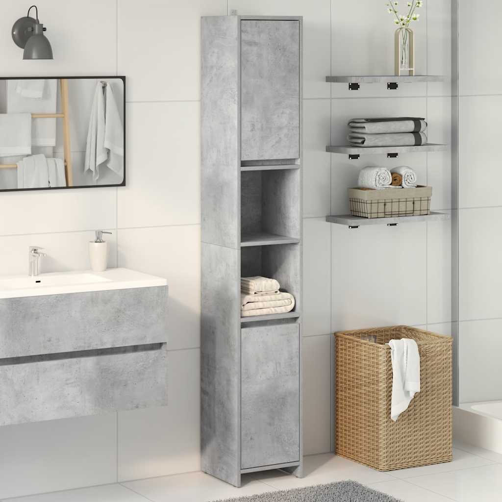 Badeværelsesskab Beton Grå 30x30x183,5 cm Træ Materiale