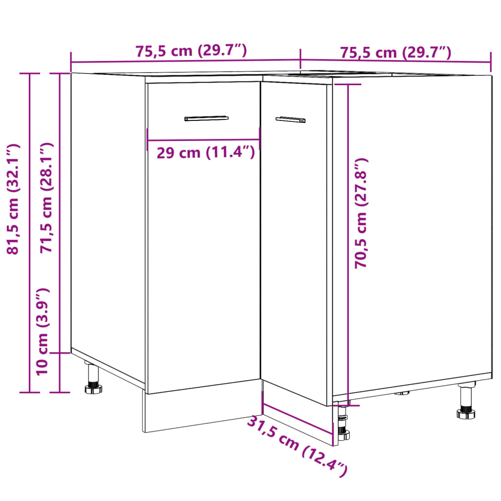 Køkkenskab Artisan Eg 75,5x75,5x81,5 cm Træ Materiale