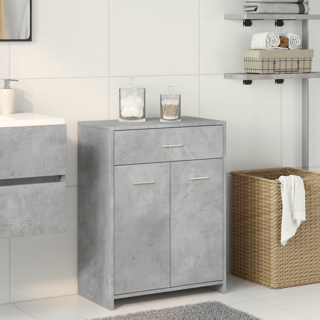 Badeværelsesskab Beton Grå 60x33x80 cm Træ Materiale
