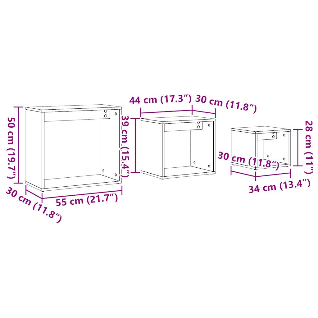 Redeborde 3 stk Artisan egetræ materiale