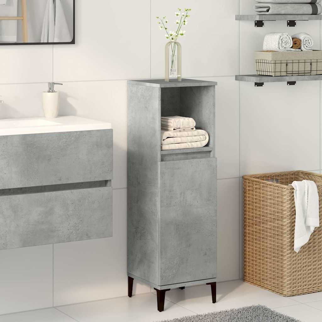 Badeværelsesskab Beton Grå 30x30x100 cm Træ Materiale