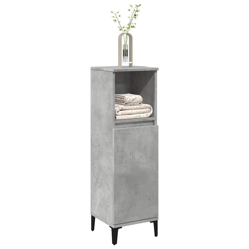 Badeværelsesskab Beton Grå 30x30x100 cm Træ Materiale