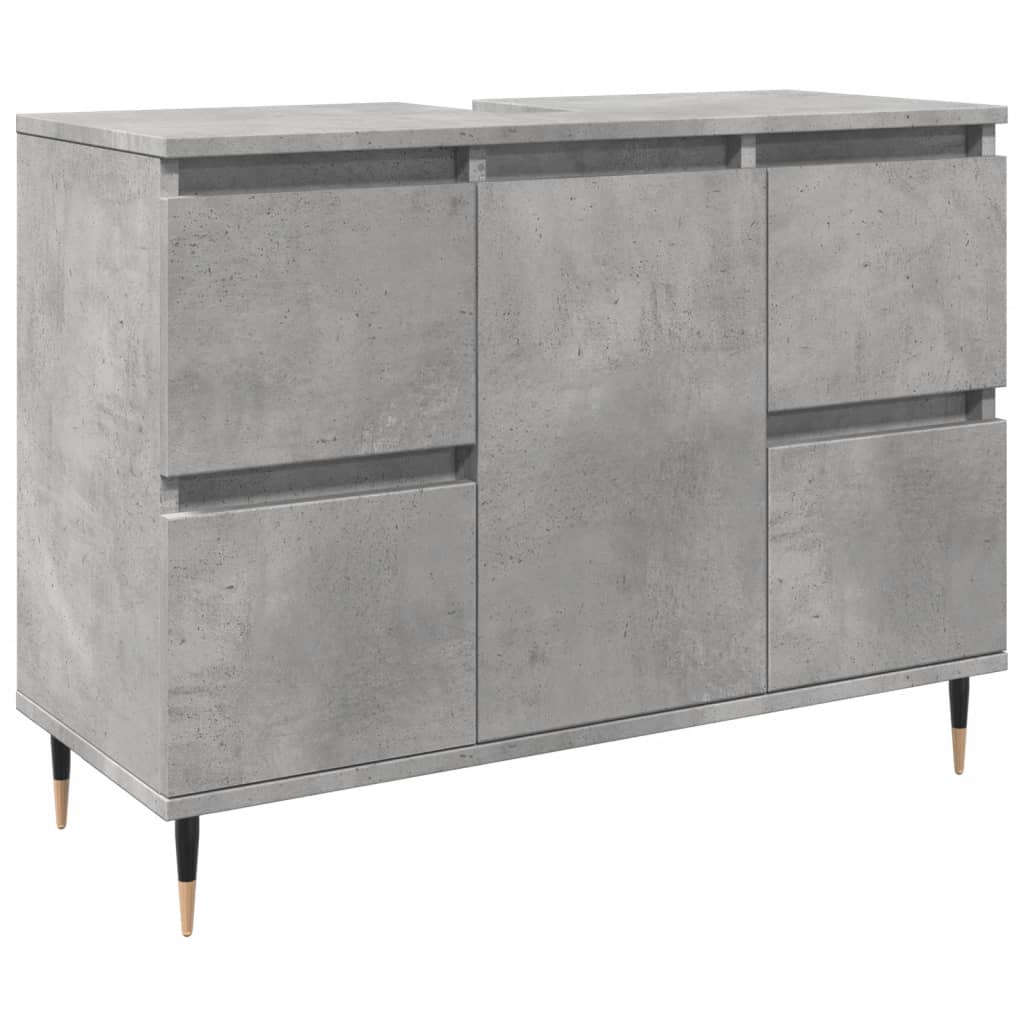 Badeværelsesskab Beton Grå 80x33x60 cm Træ Materiale