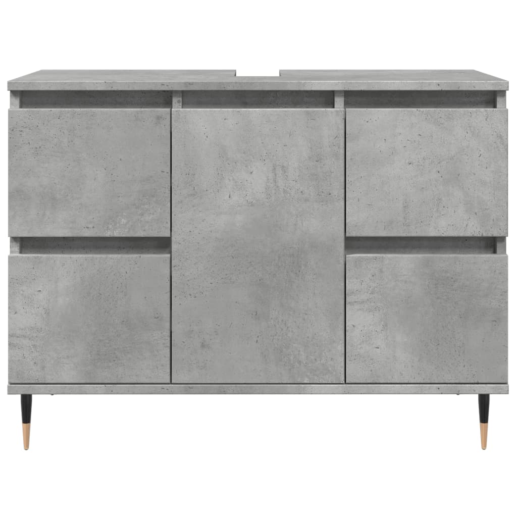 Badeværelsesskab Beton Grå 80x33x60 cm Træ Materiale