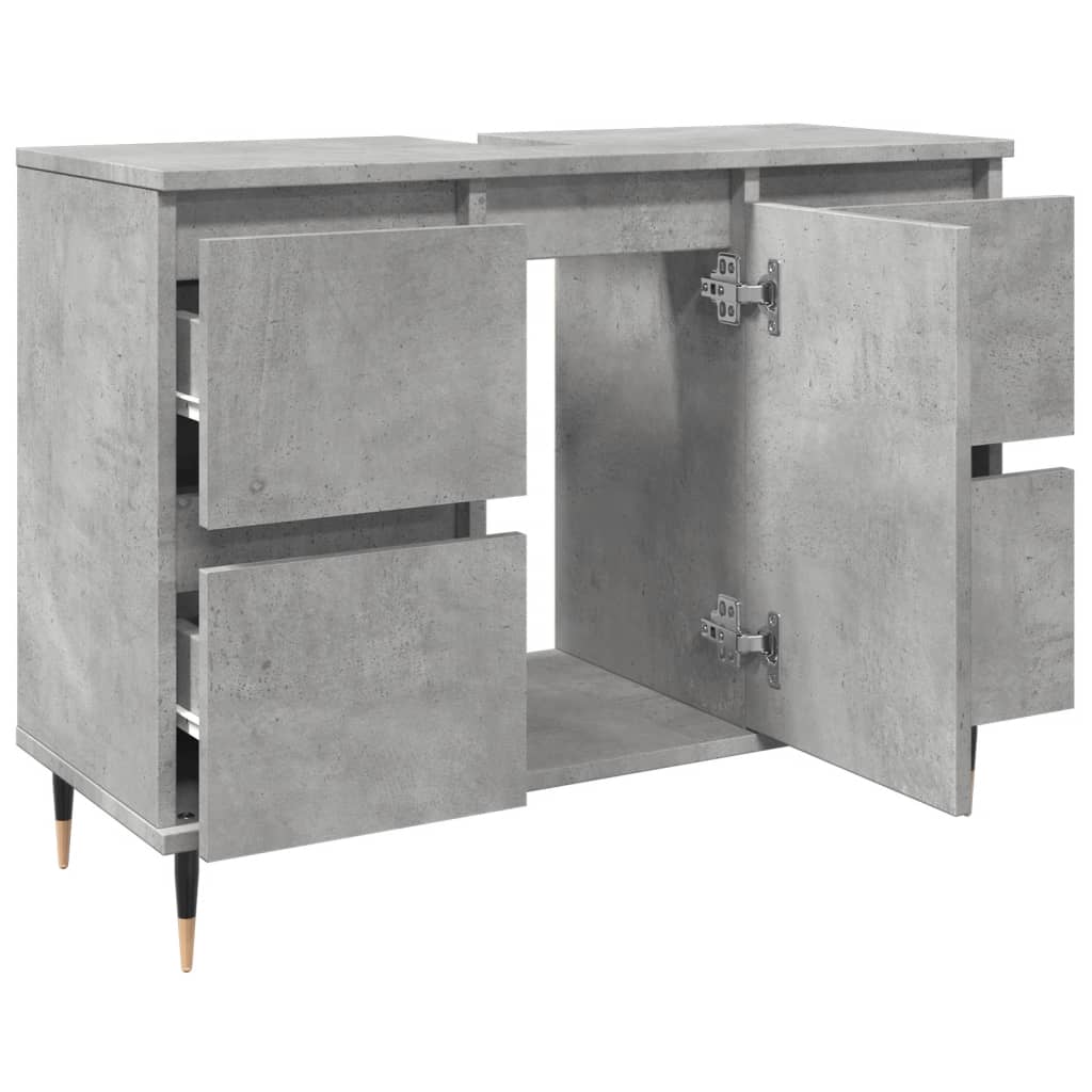 Badeværelsesskab Beton Grå 80x33x60 cm Træ Materiale