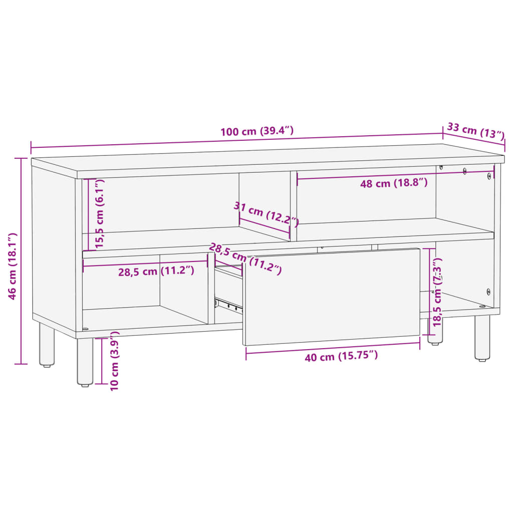 TV-skab Sort 100x33x46 cm Træ Materiale