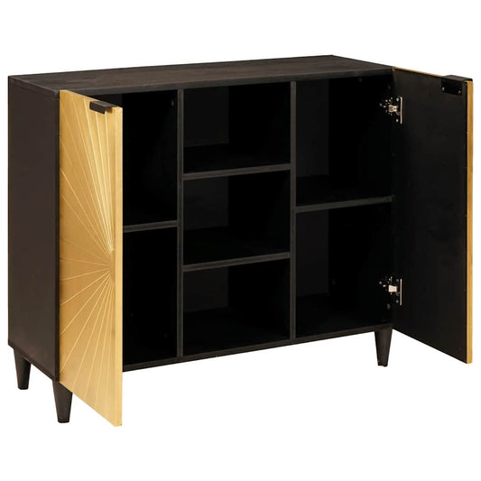 Beistellschrank mit Speicher Schwarz und Gold 90 x 33.5 x 75 cm