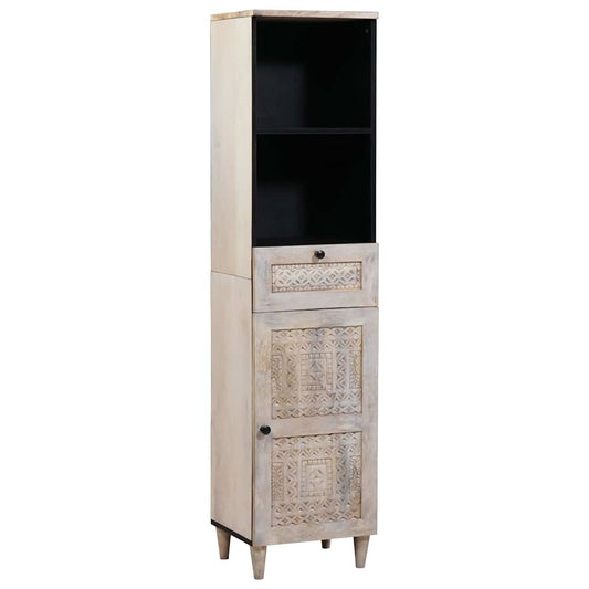 Badezimmer Schrank Weiß 38 x 33,5 x 160 cm Massives Mango Holz