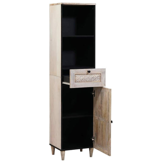 Badezimmer Schrank Weiß 38 x 33,5 x 160 cm Massives Mango Holz