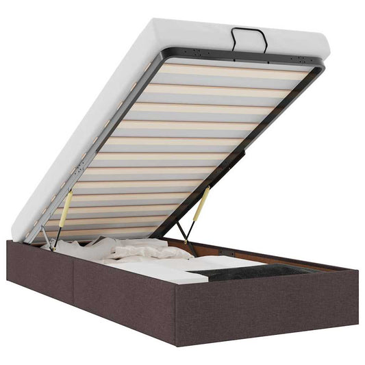 Ottoman-Bett ohne Matratze Dunkelbraun 90x200 cm Stoff