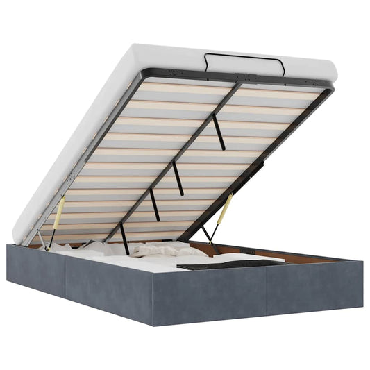 Ottoman-Bett ohne Matratze Dunkelgrau 120x190 cm Samt