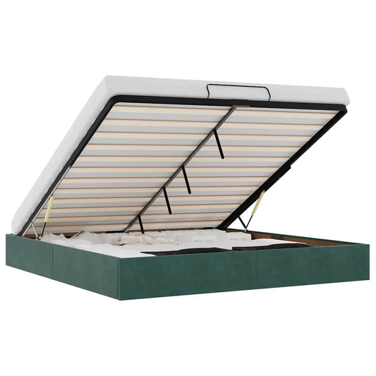 Ottoman-Bett ohne Matratze Dunkelgrün 160x200 cm Samt
